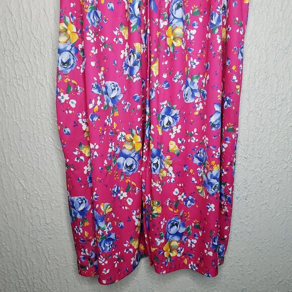 Vintage Collections Chemise Day Dress Gown Pink Floral Tropical Hawaii SzLARGE - Picture 4 of 13